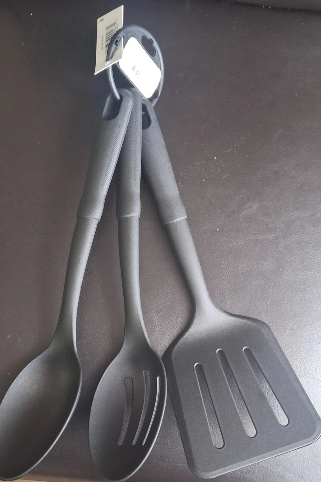 Black Kitchen Cooking Utensil Set of 4, Silicone Solid Spatulas Slotted Spoons T